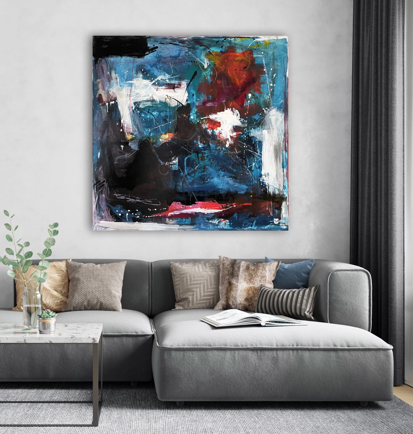 Bonderøv og solbær - abstrakte malerier 120x120 cm