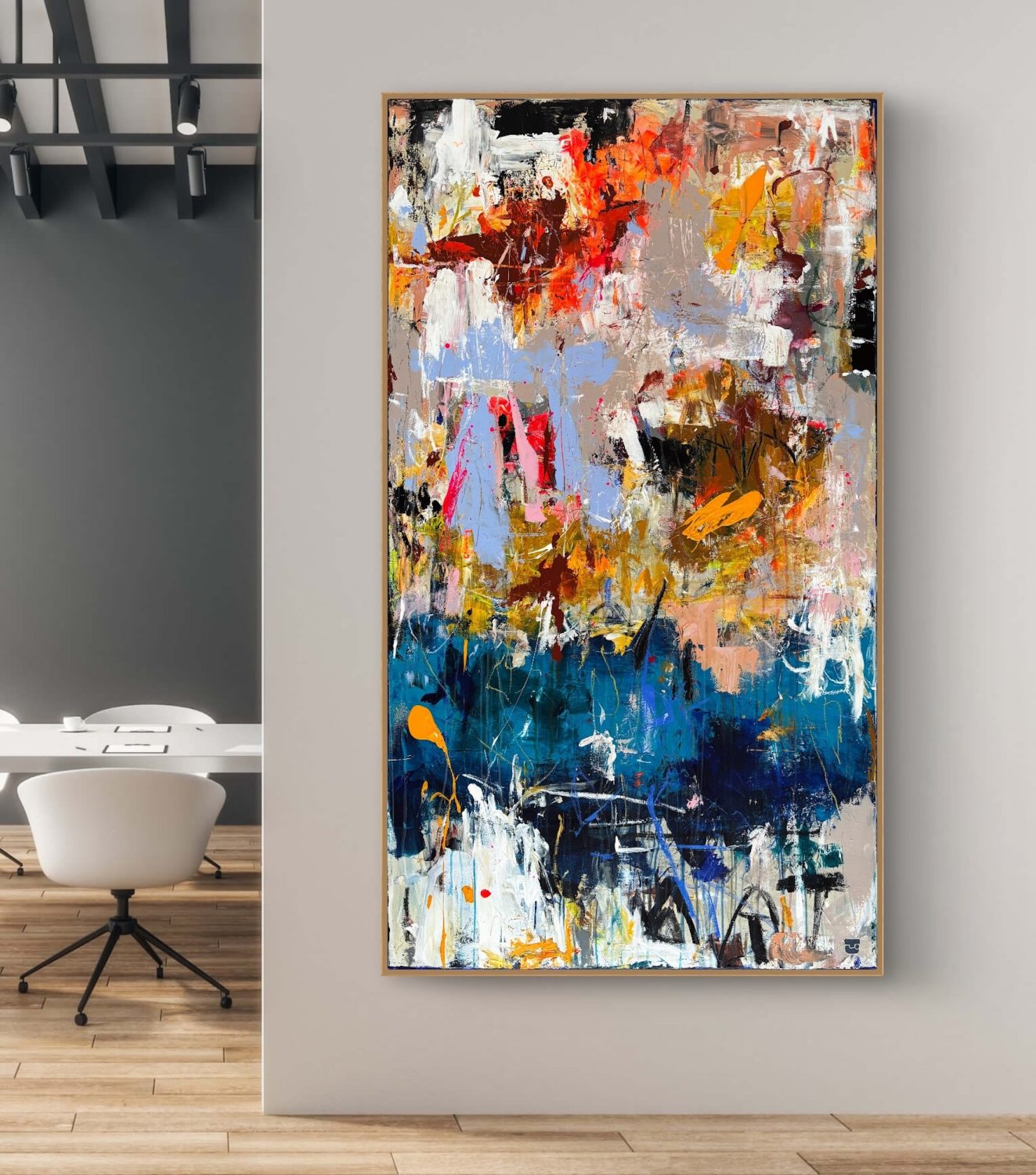 Med high five til bjergets top - abstrakte malerier, 90x160 cm