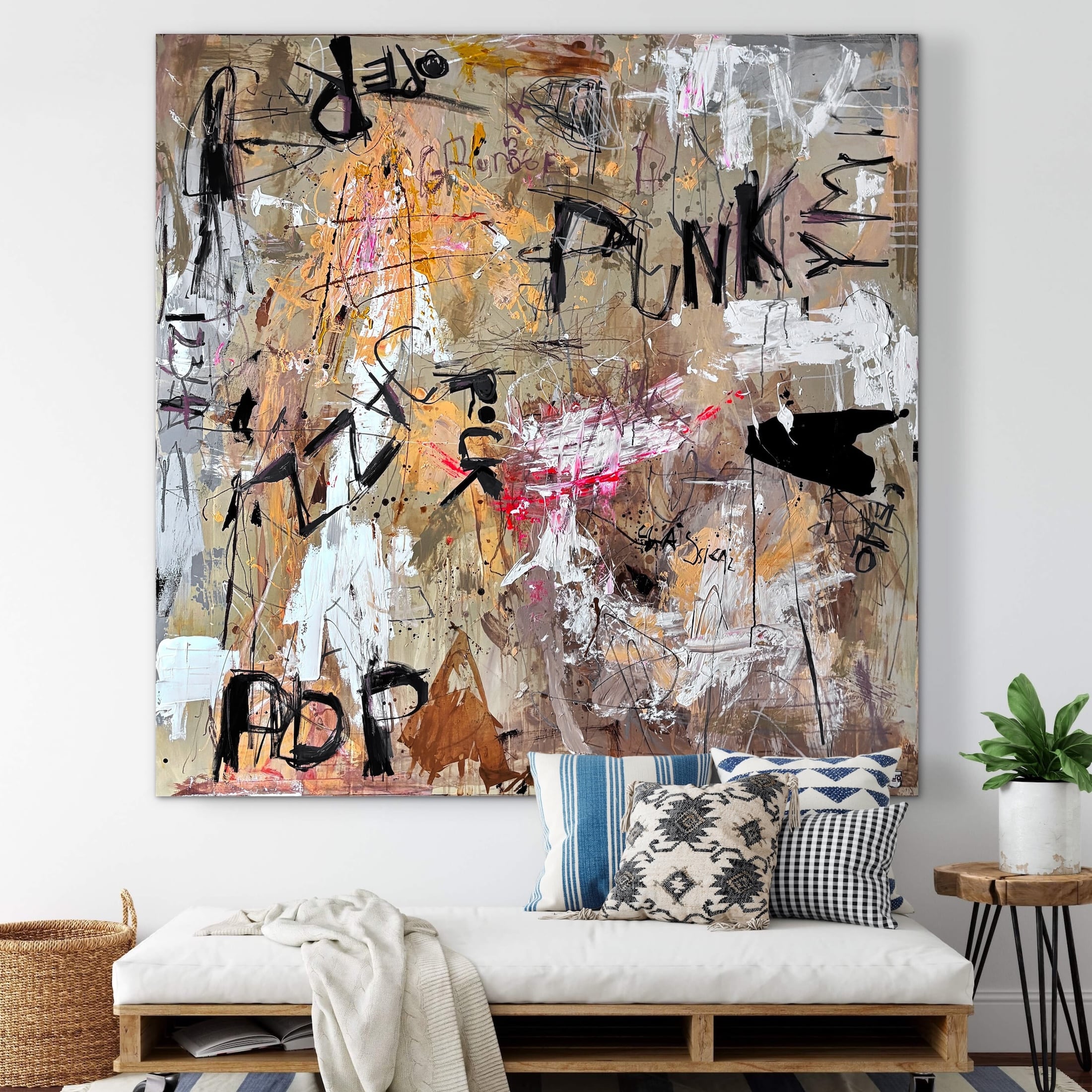 Stort abstrakt maleri til salg i format 160x160 cm