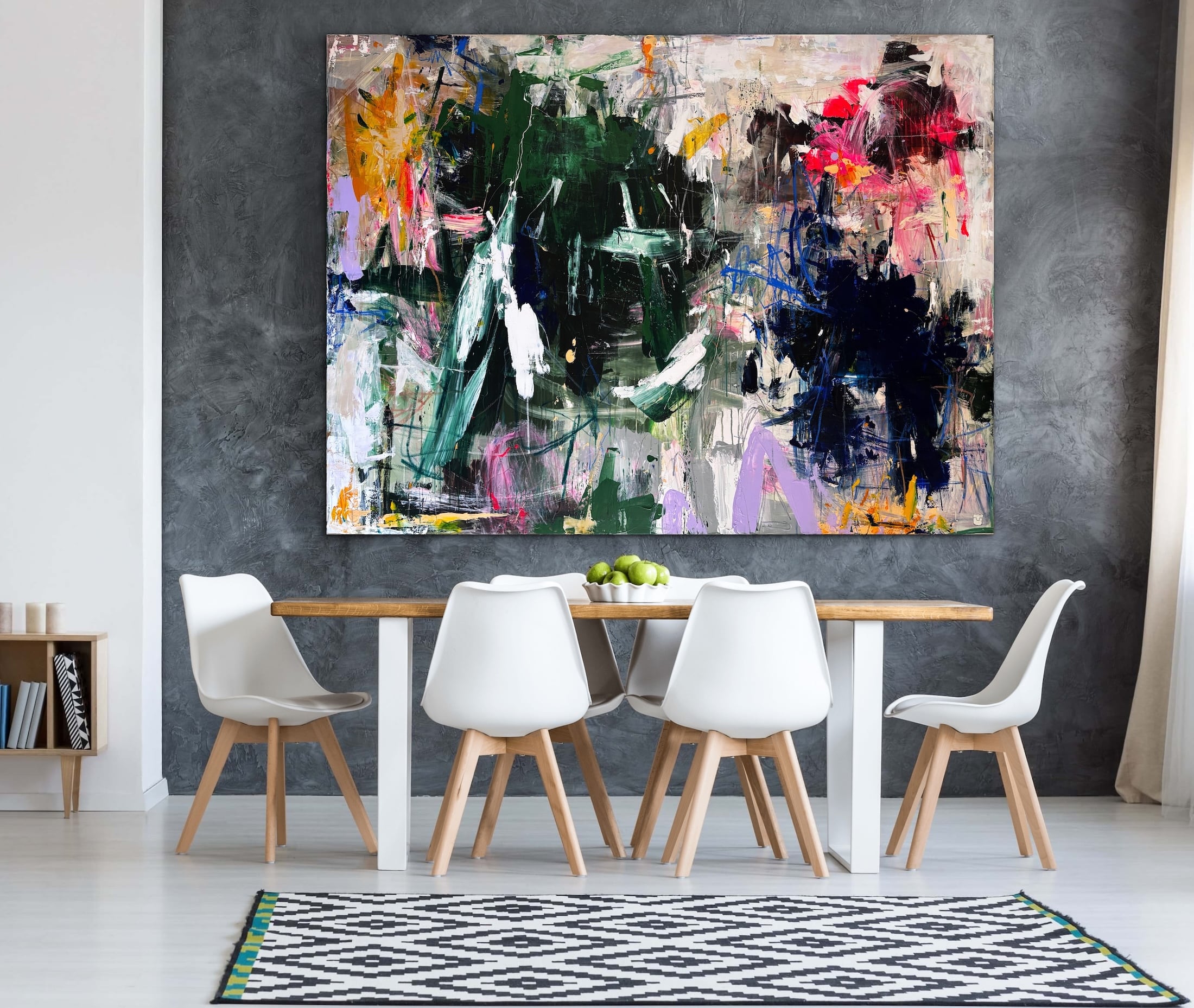 Stort abstrakt maleri i format 200x150 cm