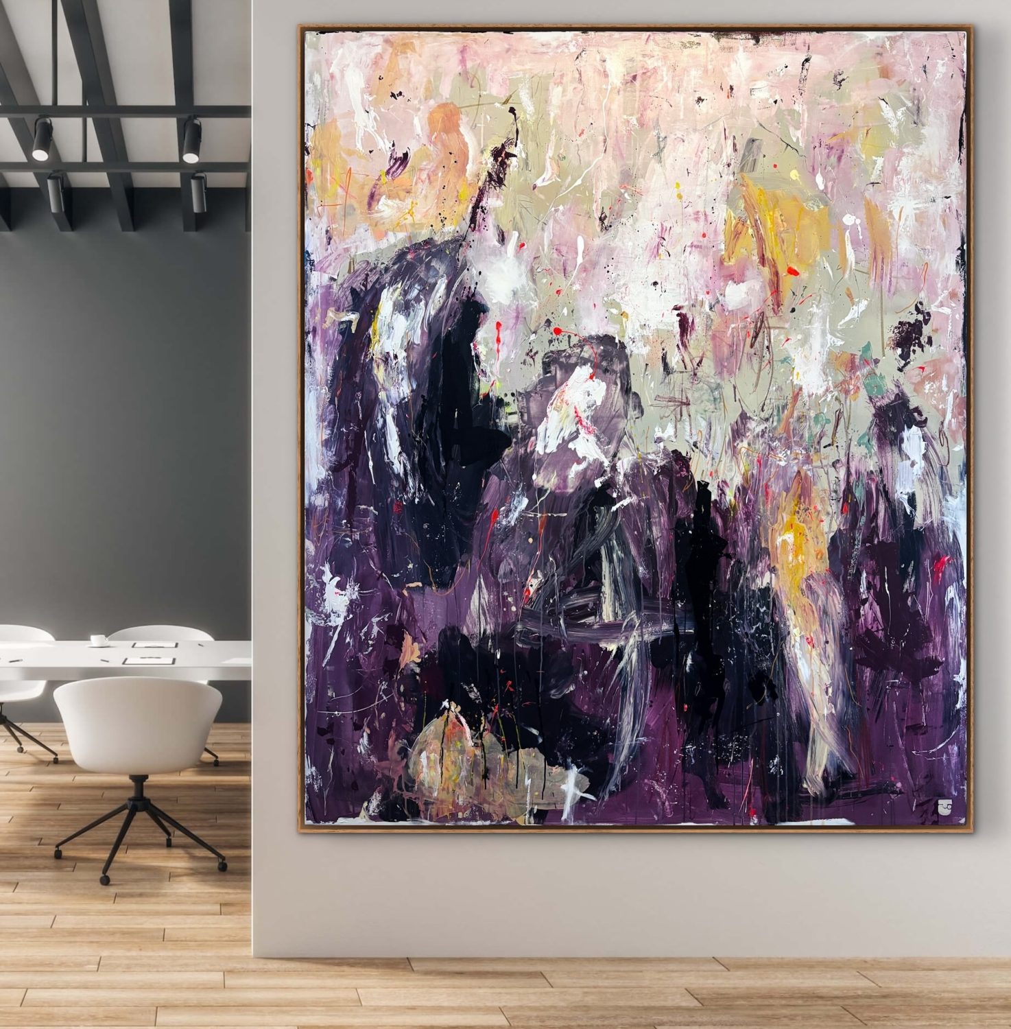 Det ligner rødvin & solskin - abstrakte malerier 150x180cm