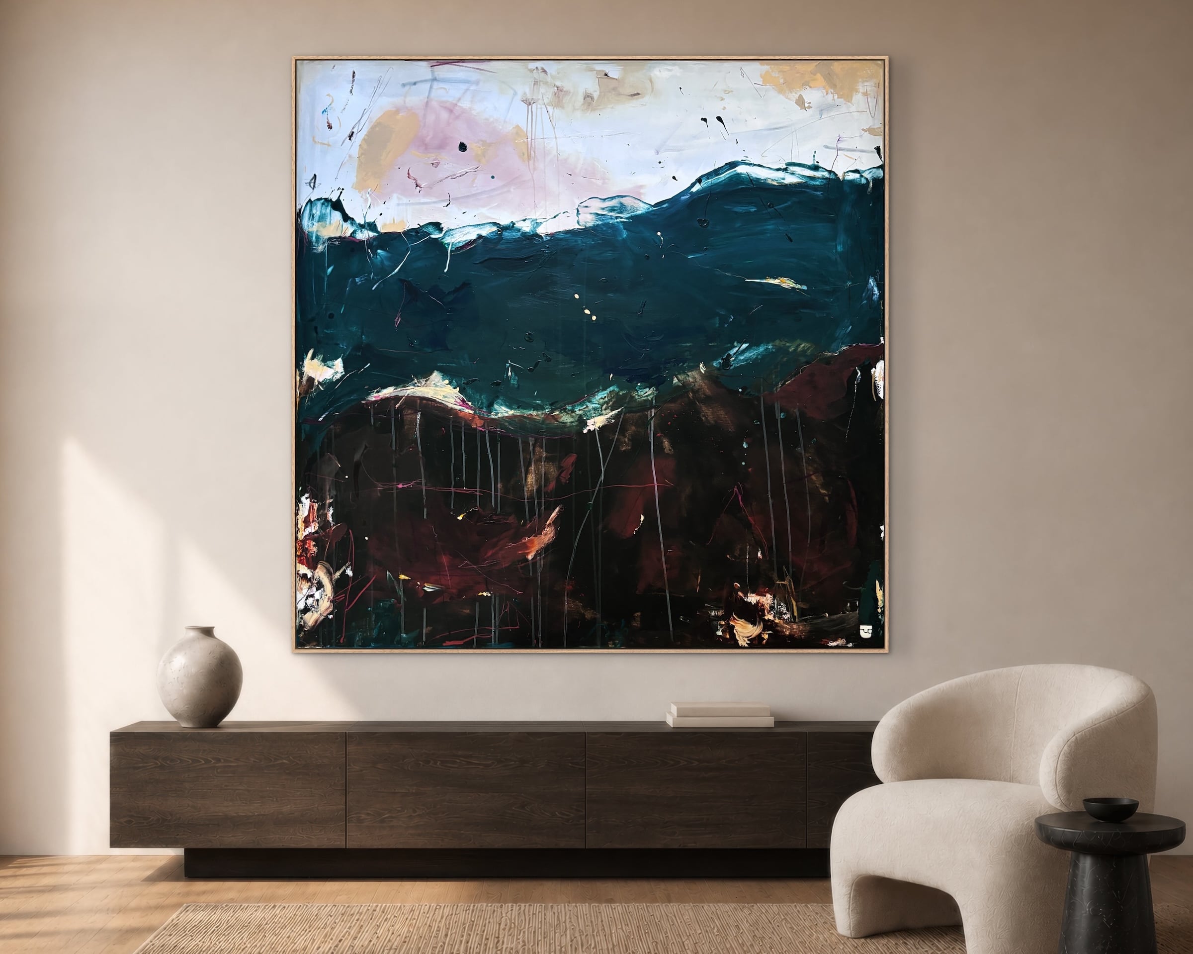The med lukkede øjne - abstrakte malerier 150x150cm