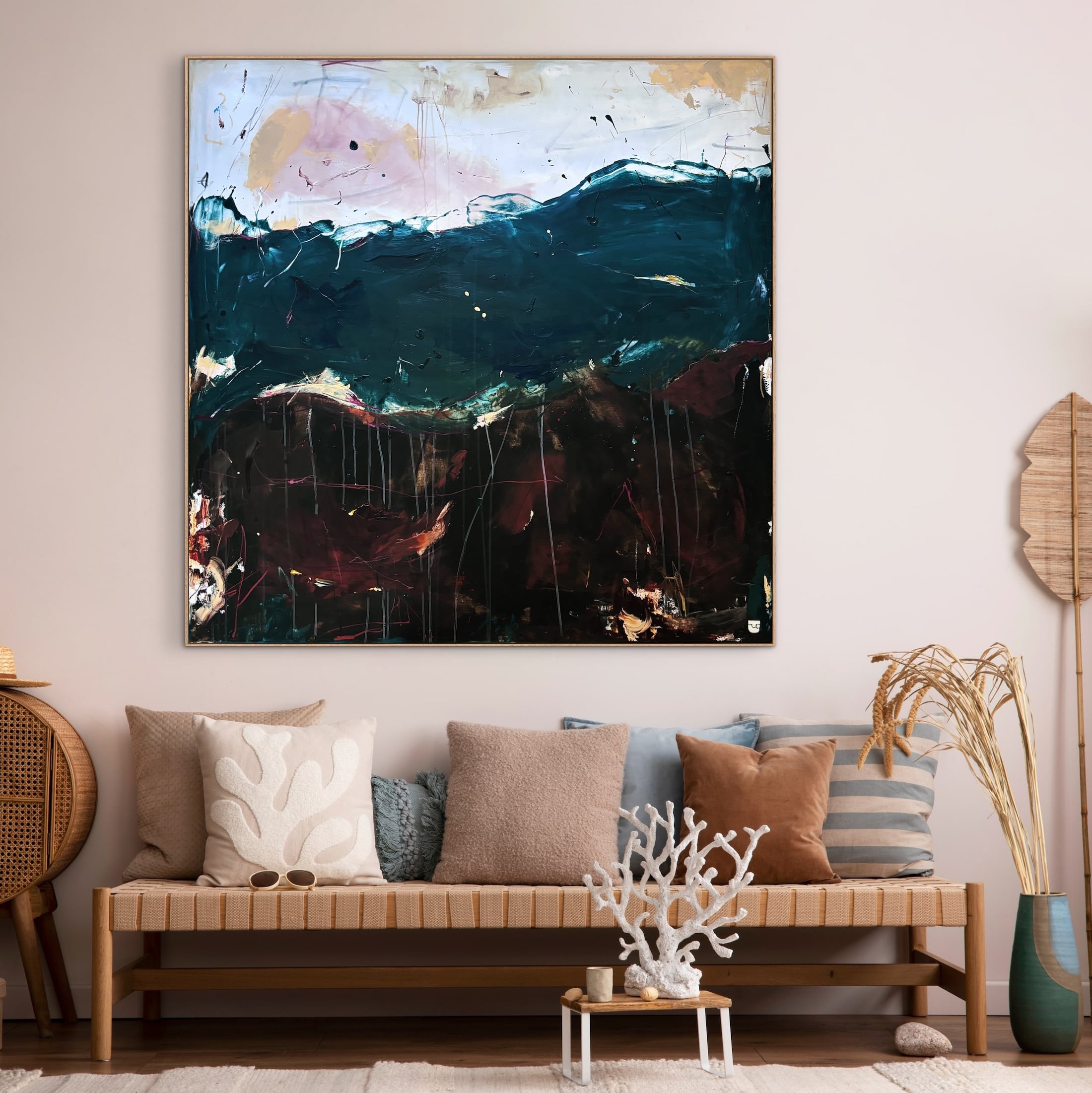 The med lukkede øjne - abstrakte malerier 150x150cm