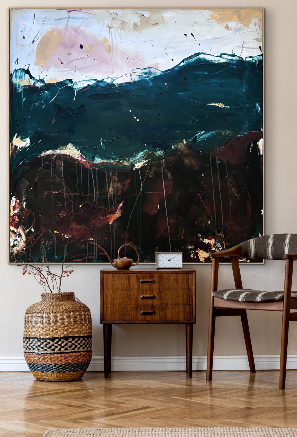 The med lukkede øjne - abstrakte malerier 150x150cm